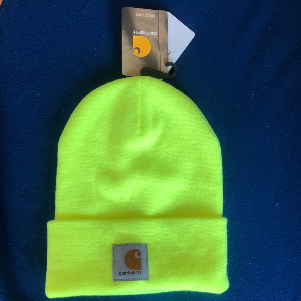 - ⭐️CARHARTT neon green beanie cap *NEW* - Picture 2 of 6